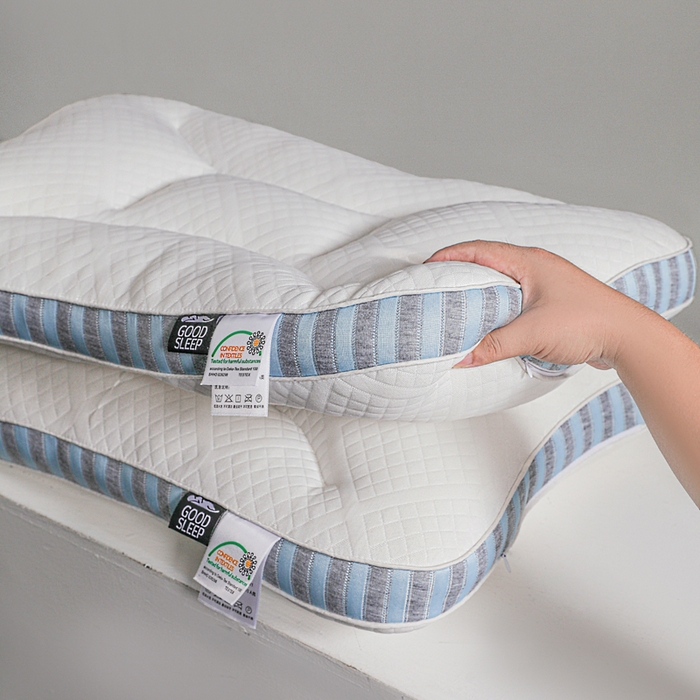 91家纺网 家纺一手货源 找家纺 蝶飞舞 2025新款SPA分区深睡记忆枕头枕芯护颈枕 spa低枕800g-蓝色 48*74cm