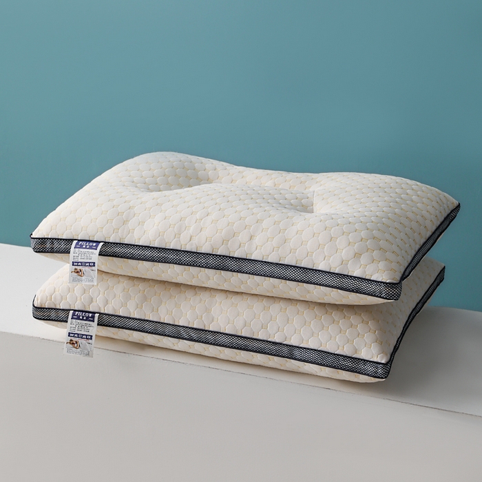 91家纺网 家纺一手货源 找家纺 蝶飞舞 2025新款水立方针织棉蜂窝分区枕头枕芯 按摩颗粒护颈枕头 水立方立体枕-1000g 40*60cm