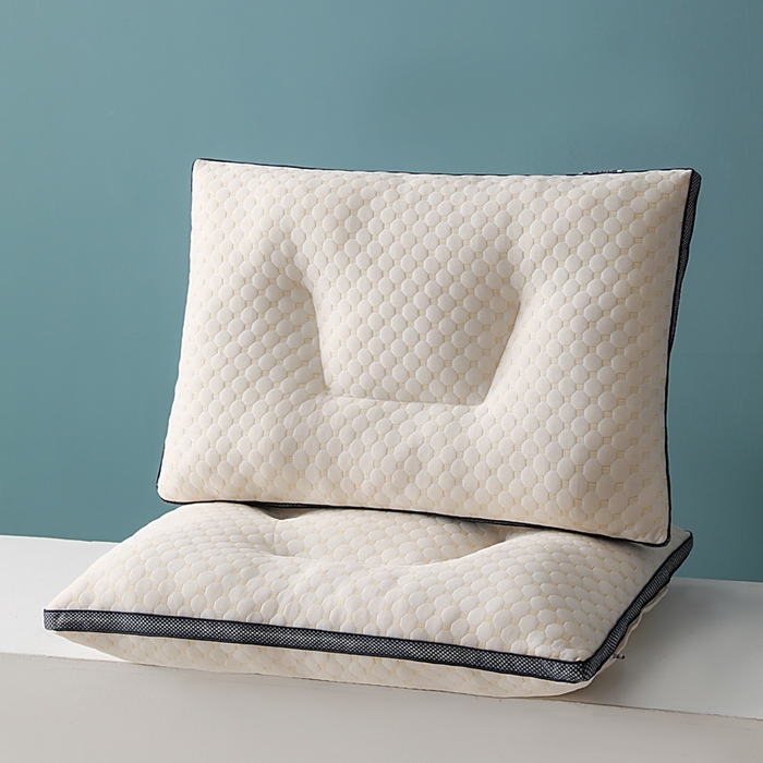 91家纺网 家纺一手货源 找家纺 蝶飞舞 2025新款水立方针织棉蜂窝分区枕头枕芯 按摩颗粒护颈枕头 水立方立体枕-800g 40*60cm