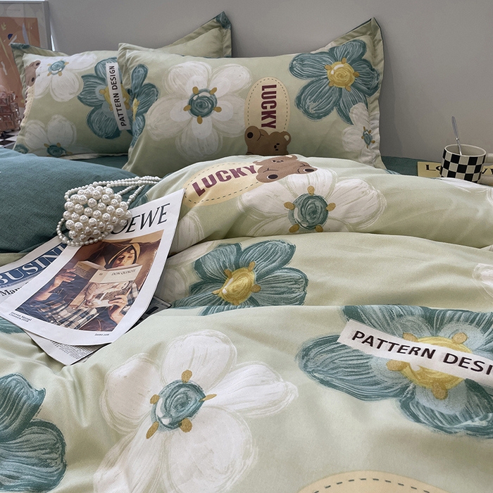 91家纺网 家纺一手货源 找家纺 （总）贝扬思 2022新款亲肤印花棉美棉芦荟棉四件套