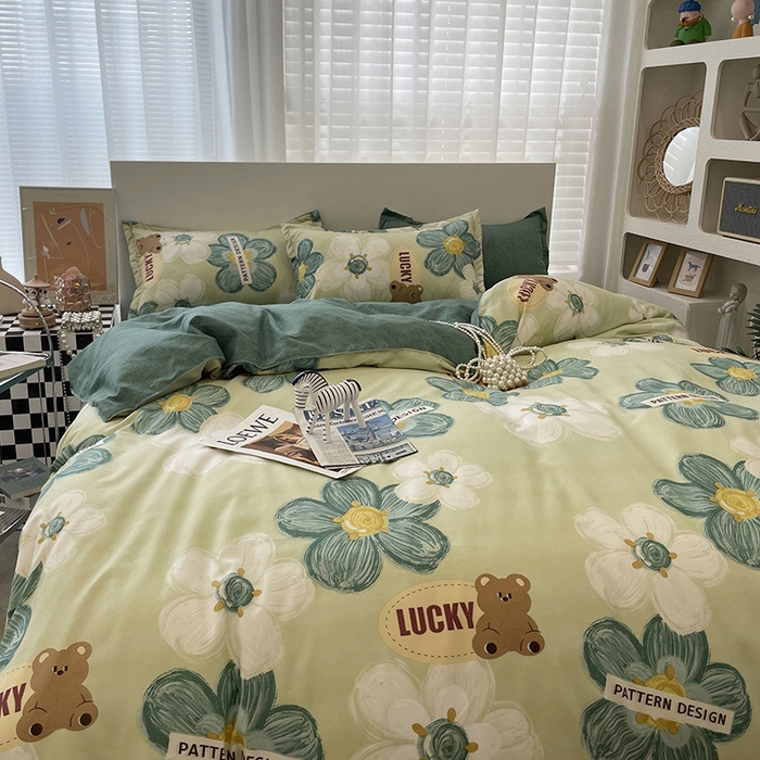 91家纺网 家纺一手货源 找家纺 （总）贝扬思 2022新款亲肤印花棉美棉芦荟棉四件套