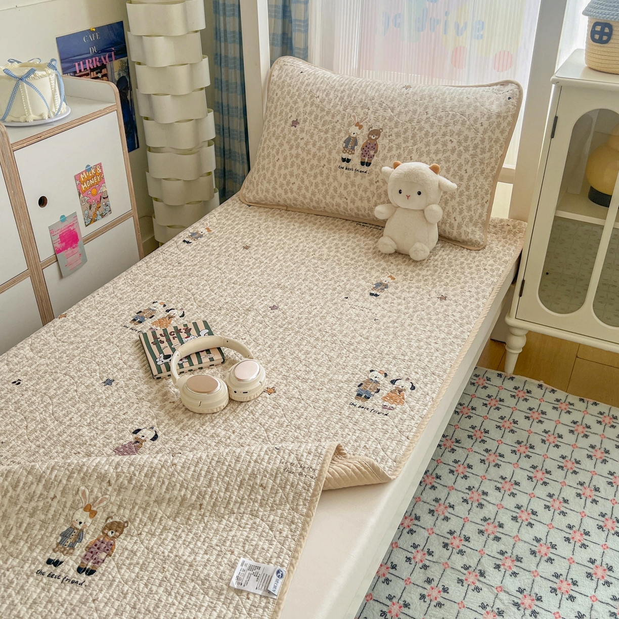 91家纺网 家纺一手货源 找家纺 沐纯家居 2025新款学生款双面纯棉棉花床盖三件套 童趣