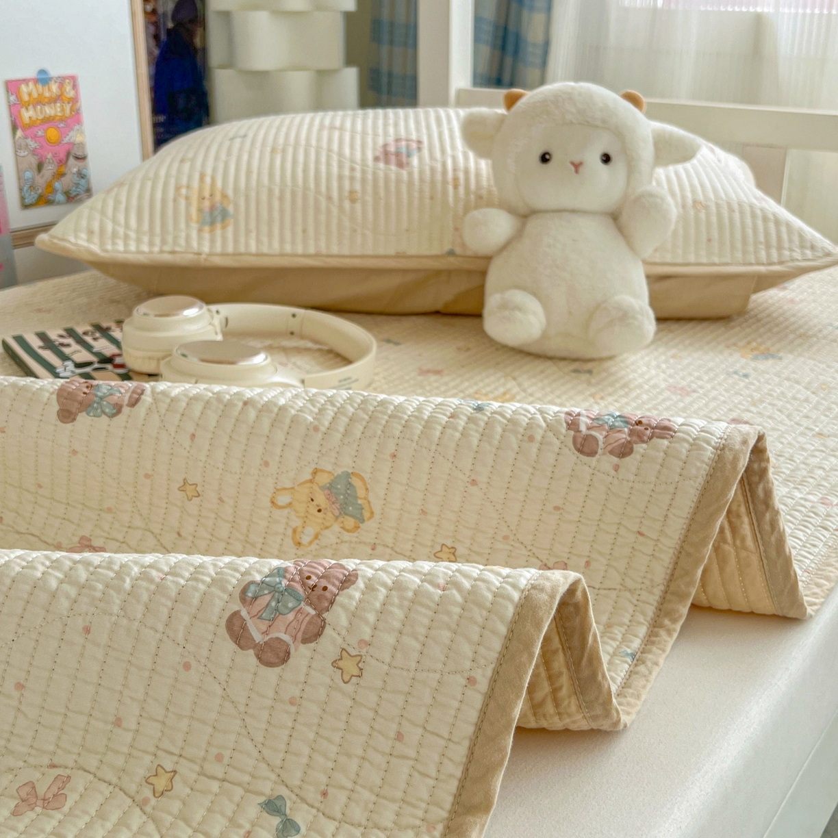 91家纺网 家纺一手货源 找家纺 （总）沐纯家居 2025新款学生款双面纯棉棉花床盖三件套