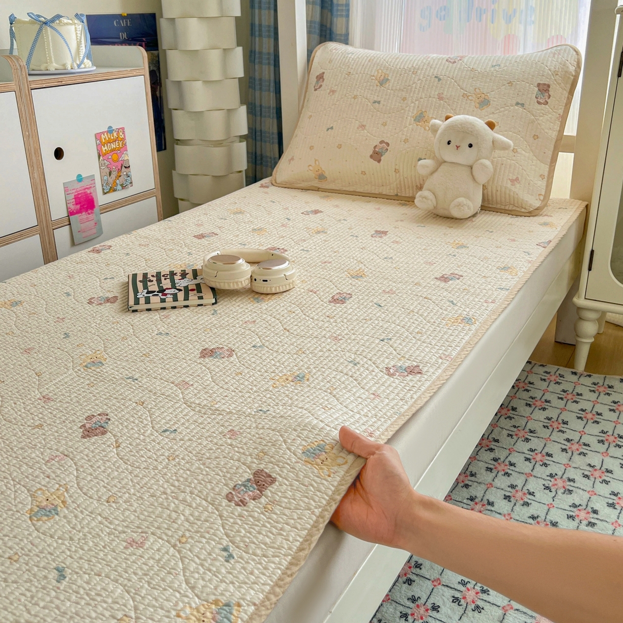 91家纺网 家纺一手货源 找家纺 （总）沐纯家居 2025新款学生款双面纯棉棉花床盖三件套