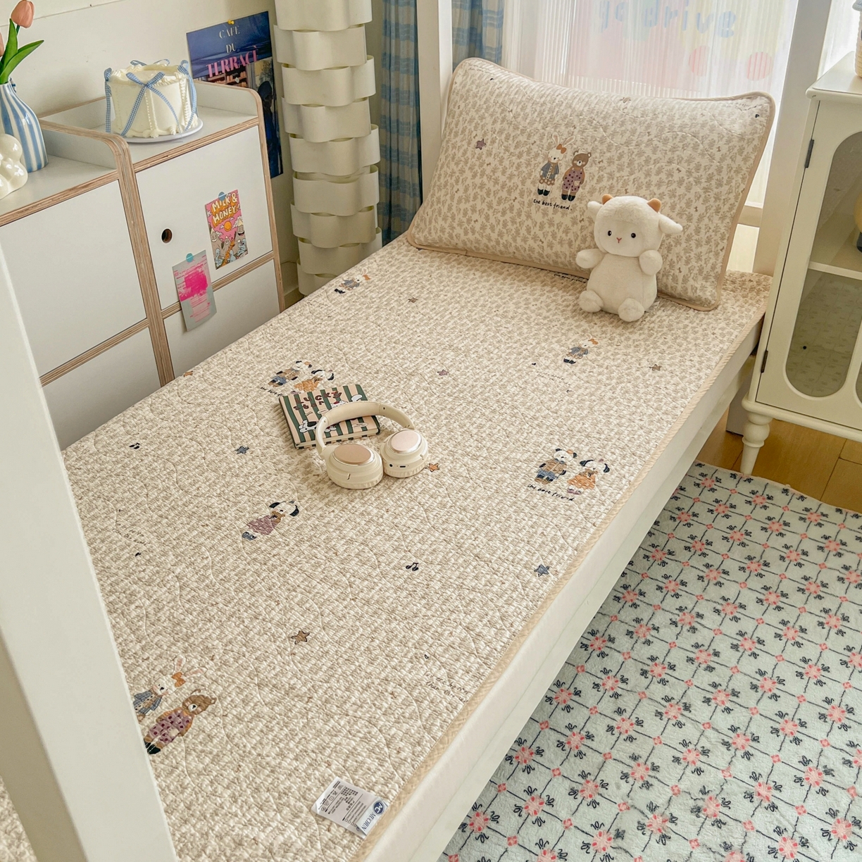 91家纺网 家纺一手货源 找家纺 沐纯家居 2025新款学生款双面纯棉棉花床盖三件套 童趣