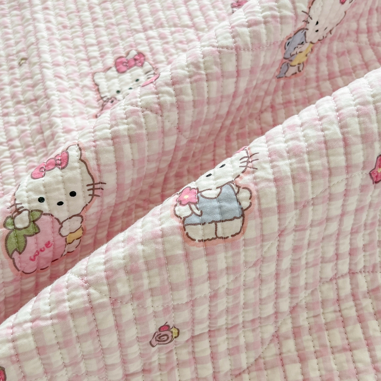 91家纺网 家纺一手货源 找家纺 沐纯家居 2025新款学生款双面纯棉棉花床盖三件套 宠物猫