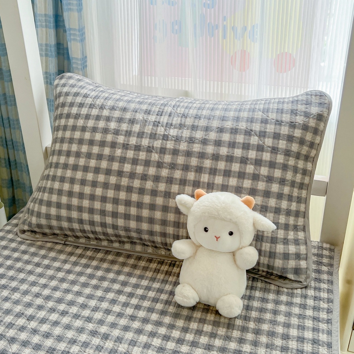 91家纺网 家纺一手货源 找家纺 沐纯家居 2025新款学生款双面纯棉棉花床盖三件套 时光漫调