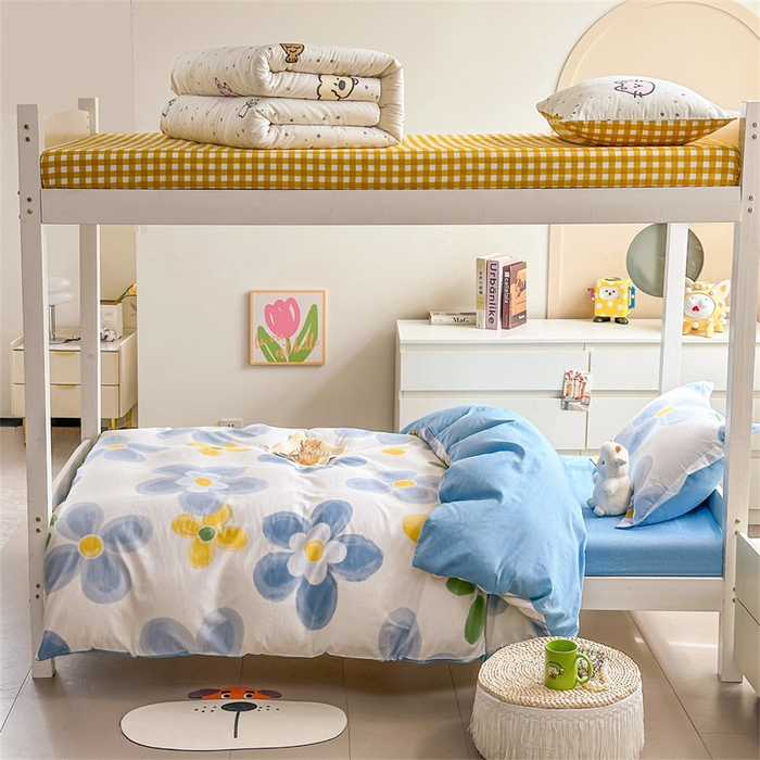 91家纺网 家纺一手货源 找家纺 西域种棉人·千百笠 2025新款全棉纯棉六件套大学生宿舍100%新疆棉花被子被褥一整套枕头床垫三件套 墨雨花朵