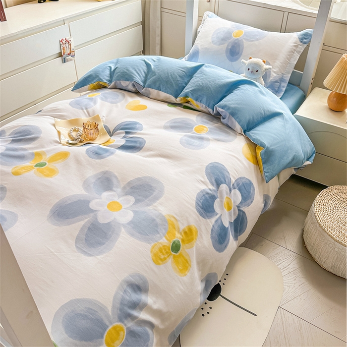 91家纺网 家纺一手货源 找家纺 西域种棉人·千百笠 2025新款全棉纯棉六件套大学生宿舍100%新疆棉花被子被褥一整套枕头床垫三件套 墨雨花朵