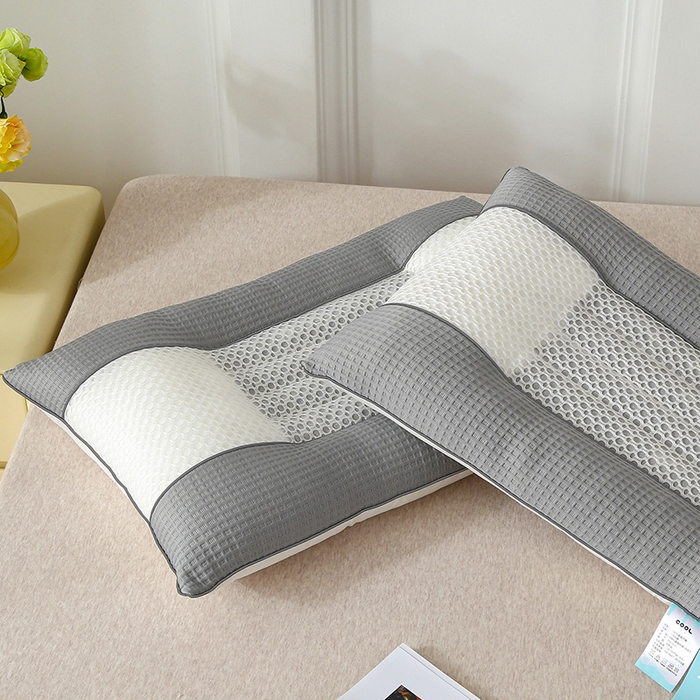 91家纺网 家纺一手货源 找家纺 蝶飞舞 2025新款凉豆豆枕头枕芯凉感丝决明子枕头枕芯 华夫格-灰色 48*74cm