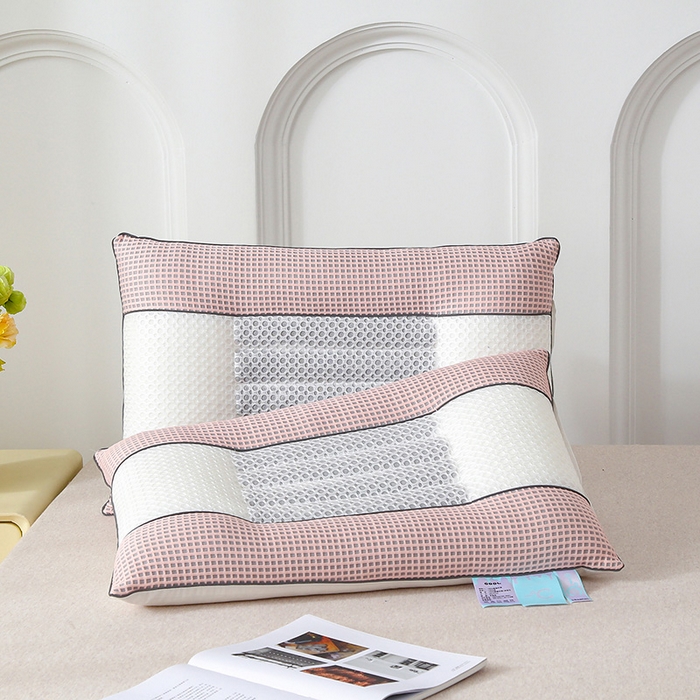 91家纺网 家纺一手货源 找家纺 蝶飞舞 2025新款凉豆豆枕头枕芯凉感丝决明子枕头枕芯 华夫格-粉色 48*74cm