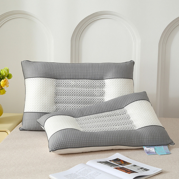 91家纺网 家纺一手货源 找家纺 蝶飞舞 2025新款凉豆豆枕头枕芯凉感丝决明子枕头枕芯 华夫格-灰色 48*74cm
