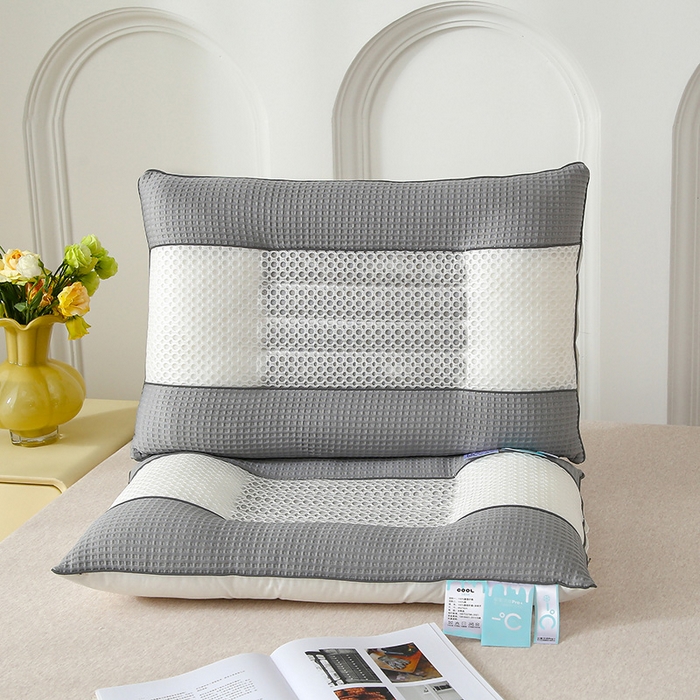 蝶飞舞 2025新款凉豆豆枕头枕芯凉感丝决明子枕头枕芯 华夫格-灰色 48*74cm