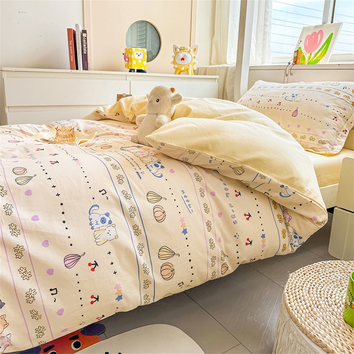 91家纺网 家纺一手货源 找家纺 西域种棉人·千百笠 2025新款全棉纯棉六件套大学生宿舍100%新疆棉花被子被褥一整套枕头床垫三件套 南瓜派对