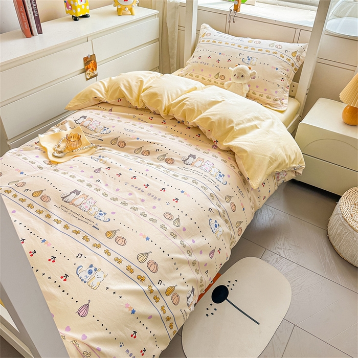 91家纺网 家纺一手货源 找家纺 西域种棉人·千百笠 2025新款全棉纯棉六件套大学生宿舍100%新疆棉花被子被褥一整套枕头床垫三件套 南瓜派对