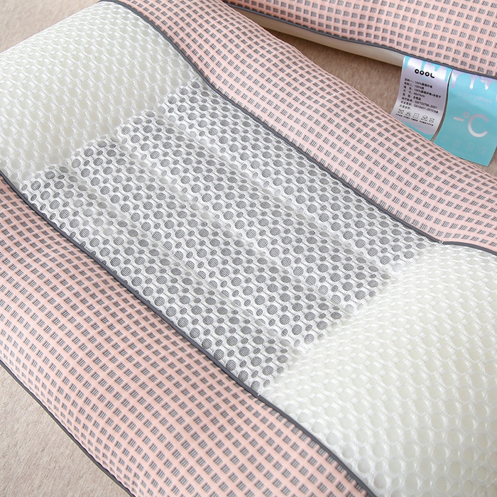 91家纺网 家纺一手货源 找家纺 蝶飞舞 2025新款凉豆豆枕头枕芯凉感丝决明子枕头枕芯 华夫格-粉色 48*74cm