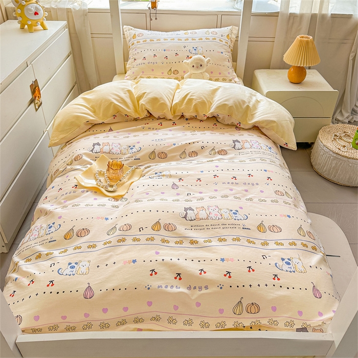 91家纺网 家纺一手货源 找家纺 西域种棉人·千百笠 2025新款全棉纯棉六件套大学生宿舍100%新疆棉花被子被褥一整套枕头床垫三件套 南瓜派对