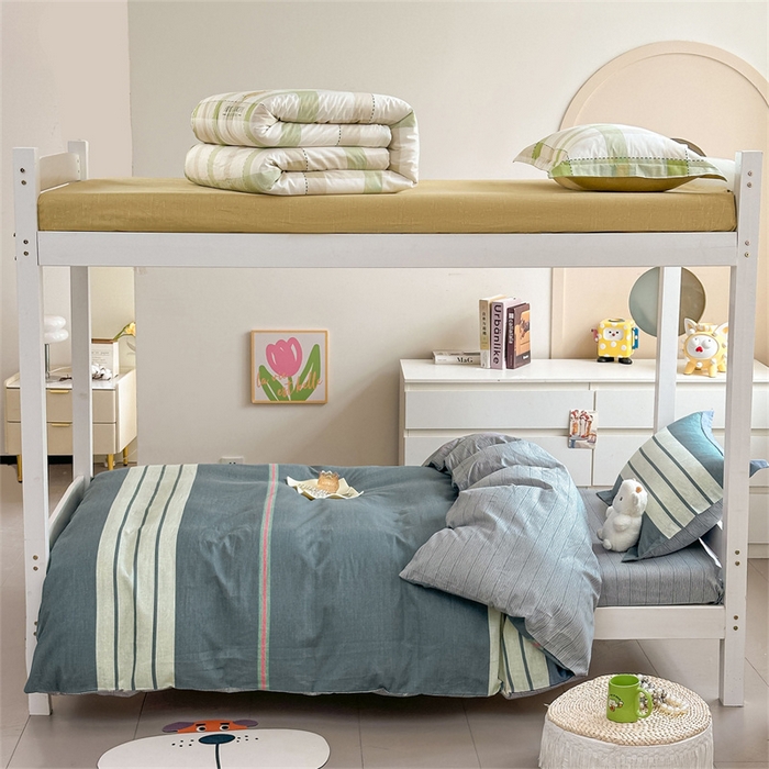 91家纺网 家纺一手货源 找家纺 西域种棉人·千百笠 2025新款全棉纯棉六件套大学生宿舍100%新疆棉花被子被褥一整套枕头床垫三件套 时尚条纹