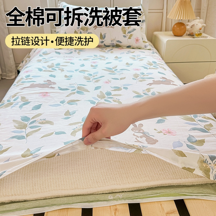 91家纺网 家纺一手货源 找家纺 西域种棉人·千百笠 2025新款全棉纯棉六件套大学生宿舍100%新疆棉花被子被褥一整套枕头床垫三件套 同伴小兔