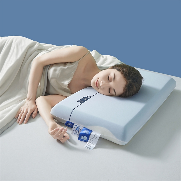 91家纺网 家纺一手货源 找家纺 蝶飞舞 2025新款【源头厂家】零压记忆枕枕头枕芯慢回弹枕 内芯双拼聚氨酯 白+蓝70*42*8cm 记忆枕/不含纸盒