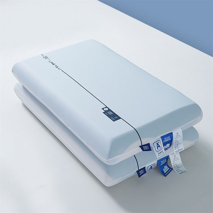 91家纺网 家纺一手货源 找家纺 蝶飞舞 2025新款【源头厂家】零压记忆枕枕头枕芯慢回弹枕 内芯双拼聚氨酯 白+蓝70*42*6cm 记忆枕/不含纸盒