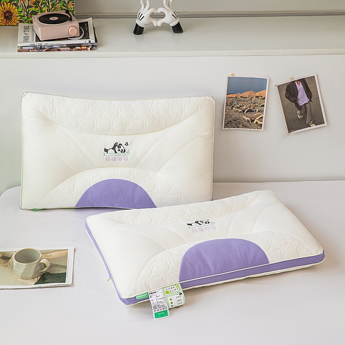 91家纺网 家纺一手货源 找家纺 （总）蝶飞舞 2025新款熊猫呼呼枕头枕芯乳胶层舒适枕枕头枕芯