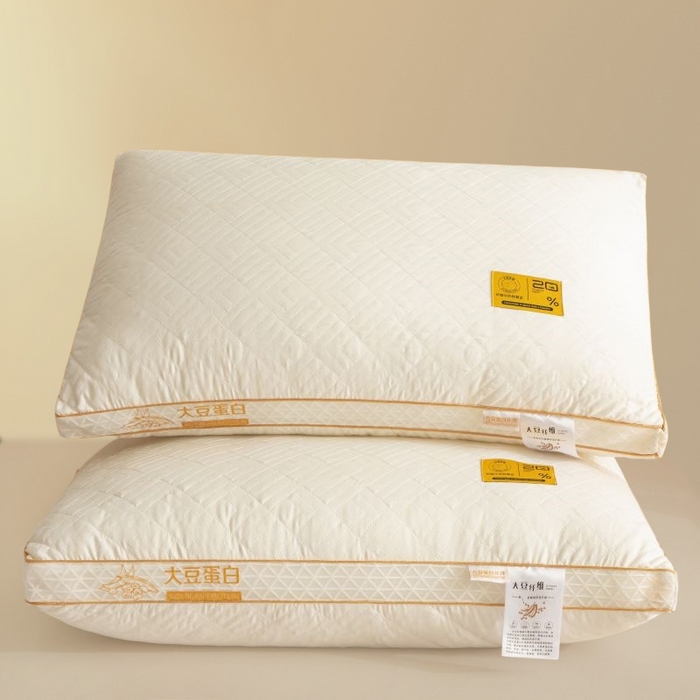 蝶飞舞 2025新款针织棉大豆立体网边枕头枕芯 1000g/对装 48*74cm