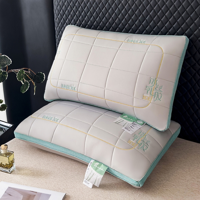 91家纺网 家纺一手货源 找家纺 （总）蝶飞舞 2025新款刺绣冰丝乳胶面包枕枕头枕芯 护颈助眠冰丝面包枕