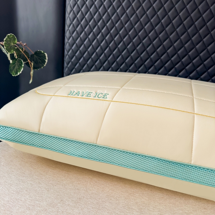 91家纺网 家纺一手货源 找家纺 蝶飞舞 2025新款刺绣冰丝乳胶面包枕枕头枕芯 护颈助眠冰丝面包枕 黄色/1000g 48*74cm