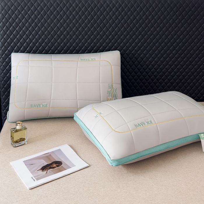 91家纺网 家纺一手货源 找家纺 蝶飞舞 2025新款刺绣冰丝乳胶面包枕枕头枕芯 护颈助眠冰丝面包枕 灰色/1000g 48*74cm