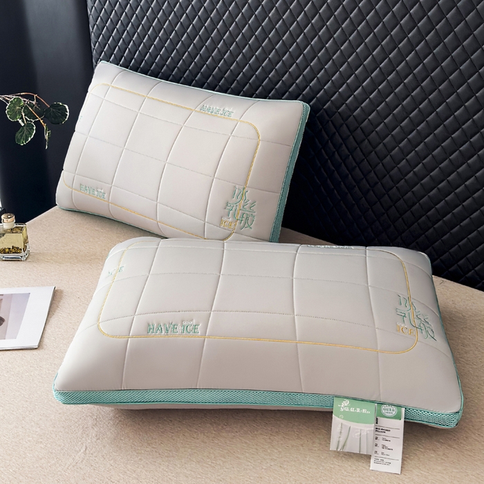 91家纺网 家纺一手货源 找家纺 蝶飞舞 2025新款刺绣冰丝乳胶面包枕枕头枕芯 护颈助眠冰丝面包枕 灰色/1000g 48*74cm