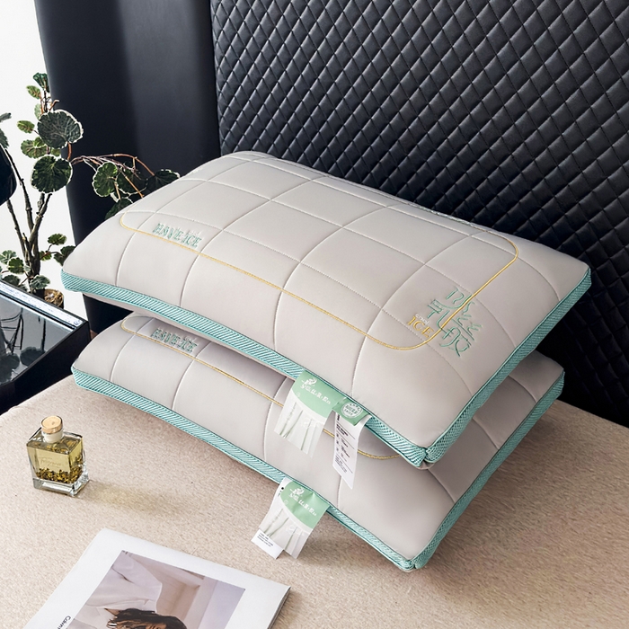 91家纺网 家纺一手货源 找家纺 蝶飞舞 2025新款刺绣冰丝乳胶面包枕枕头枕芯 护颈助眠冰丝面包枕 灰色/1000g 48*74cm