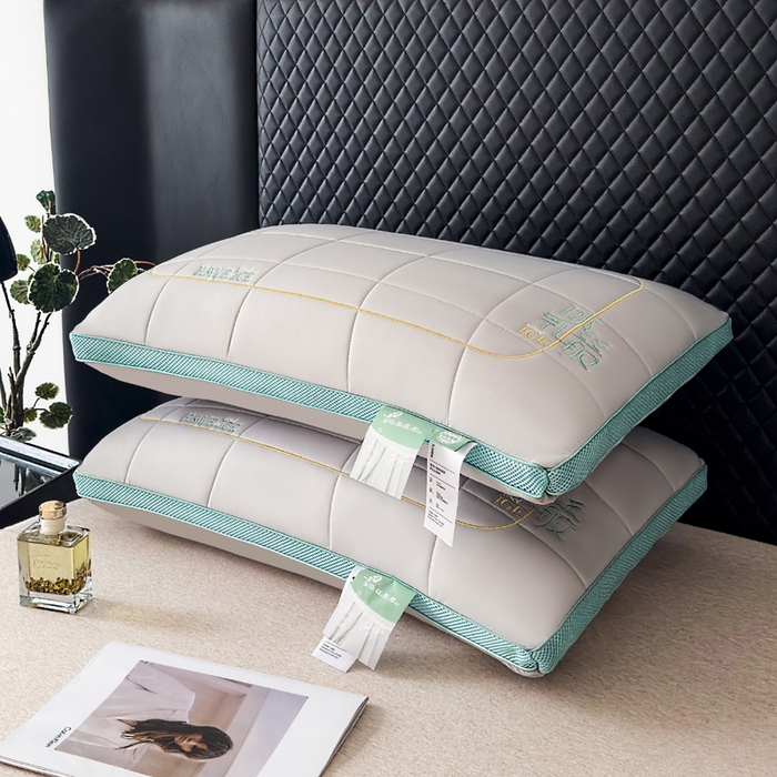 91家纺网 家纺一手货源 找家纺 蝶飞舞 2025新款刺绣冰丝乳胶面包枕枕头枕芯 护颈助眠冰丝面包枕 灰色/1000g 48*74cm