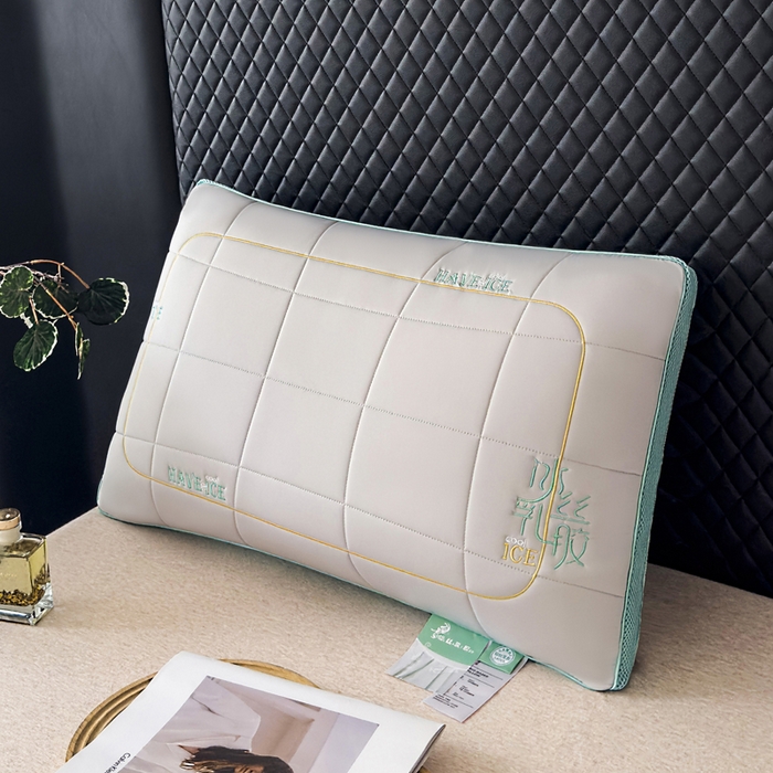 91家纺网 家纺一手货源 找家纺 蝶飞舞 2025新款刺绣冰丝乳胶面包枕枕头枕芯 护颈助眠冰丝面包枕 灰色/900g 48*74cm