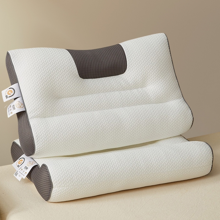 91家纺网 家纺一手货源 找家纺 （总）蝶飞舞 2025新款升级款4D立体针织棉枕芯反弓牵引枕分区护颈椎枕头