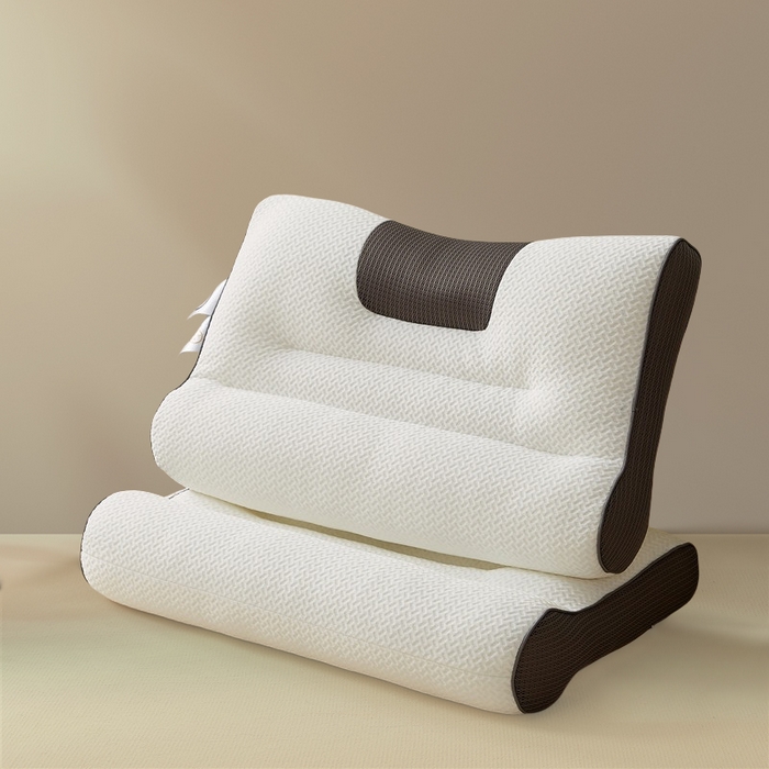 91家纺网 家纺一手货源 找家纺 （总）蝶飞舞 2025新款升级款4D立体针织棉枕芯反弓牵引枕分区护颈椎枕头