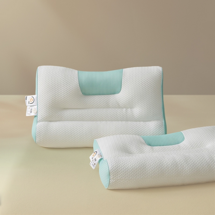 蝶飞舞 2025新款升级款4D立体针织棉枕芯反弓牵引枕分区护颈椎枕头 4D牵引枕-绿色 45*70cm