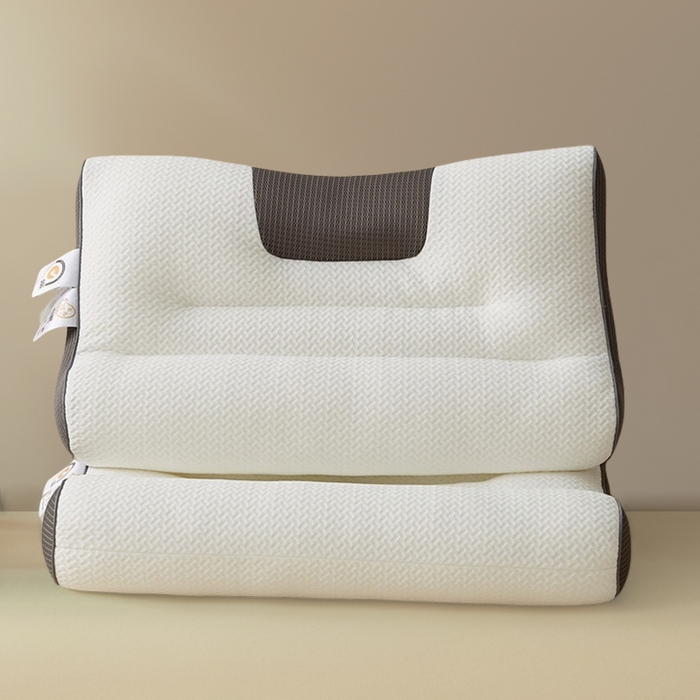 91家纺网 家纺一手货源 找家纺 （总）蝶飞舞 2025新款升级款4D立体针织棉枕芯反弓牵引枕分区护颈椎枕头