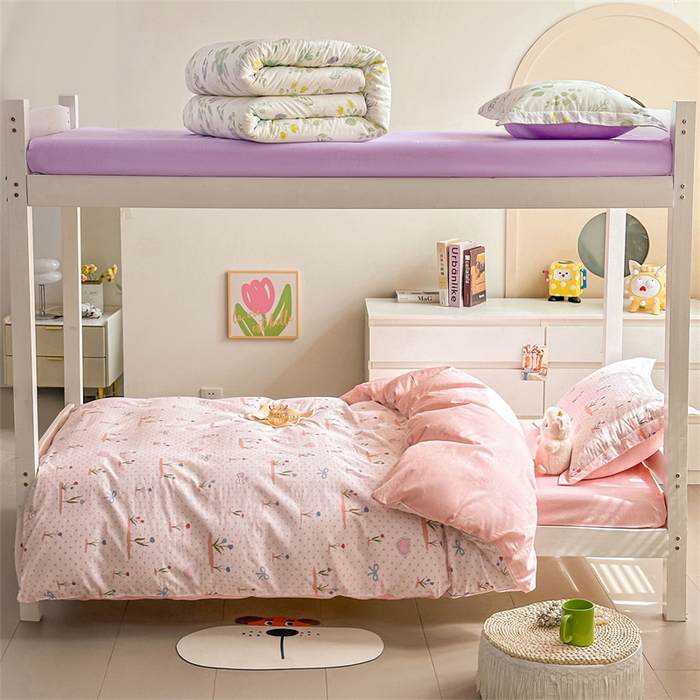 91家纺网 家纺一手货源 找家纺 西域种棉人·千百笠 2025新款全棉纯棉六件套大学生宿舍100%新疆棉花被子被褥一整套枕头床垫三件套 波点乐园-蜜粉