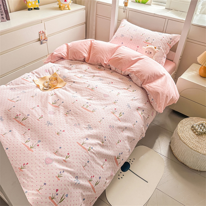 91家纺网 家纺一手货源 找家纺 西域种棉人·千百笠 2025新款全棉纯棉六件套大学生宿舍100%新疆棉花被子被褥一整套枕头床垫三件套 波点乐园-蜜粉