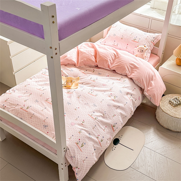 91家纺网 家纺一手货源 找家纺 西域种棉人·千百笠 2025新款全棉纯棉六件套大学生宿舍100%新疆棉花被子被褥一整套枕头床垫三件套 波点乐园-蜜粉