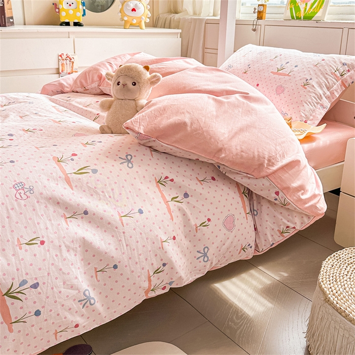 91家纺网 家纺一手货源 找家纺 西域种棉人·千百笠 2025新款全棉纯棉六件套大学生宿舍100%新疆棉花被子被褥一整套枕头床垫三件套 波点乐园-蜜粉