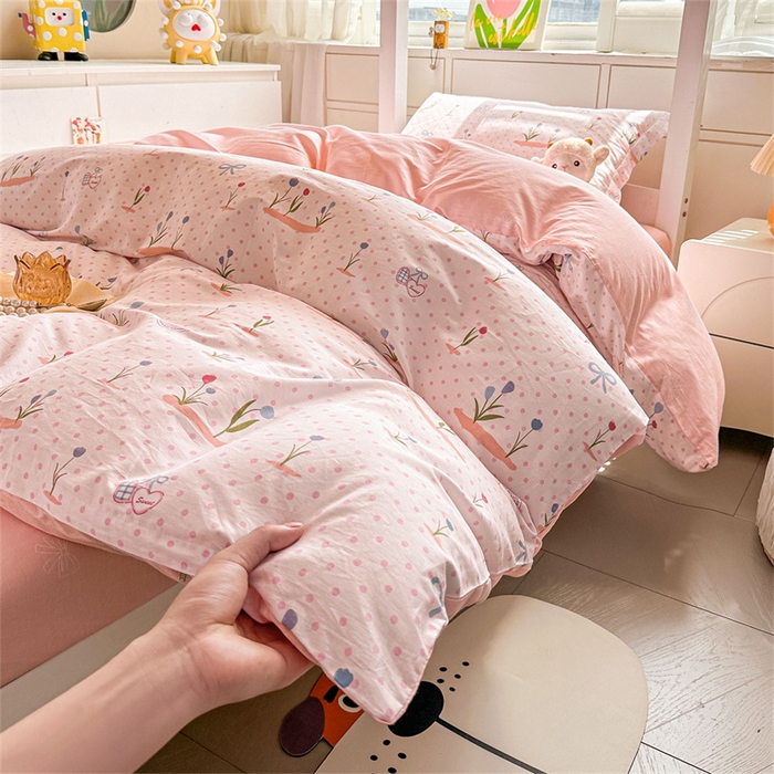 91家纺网 家纺一手货源 找家纺 西域种棉人·千百笠 2025新款全棉纯棉六件套大学生宿舍100%新疆棉花被子被褥一整套枕头床垫三件套 波点乐园-蜜粉