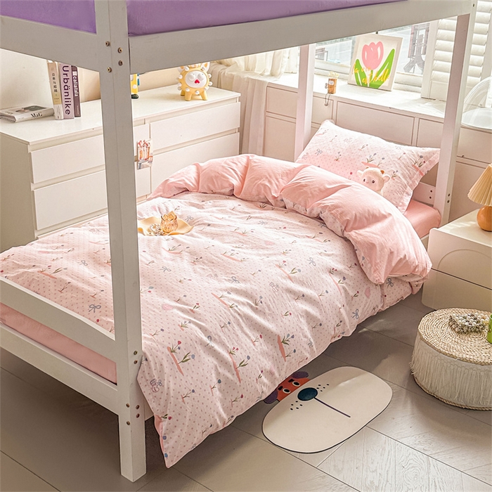 91家纺网 家纺一手货源 找家纺 西域种棉人·千百笠 2025新款全棉纯棉六件套大学生宿舍100%新疆棉花被子被褥一整套枕头床垫三件套 波点乐园-蜜粉