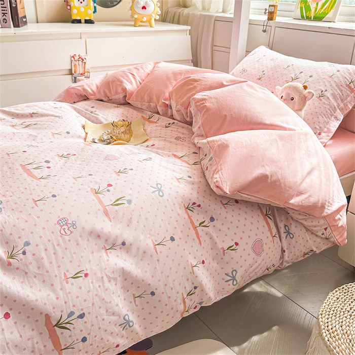 91家纺网 家纺一手货源 找家纺 西域种棉人·千百笠 2025新款全棉纯棉六件套大学生宿舍100%新疆棉花被子被褥一整套枕头床垫三件套 波点乐园-蜜粉