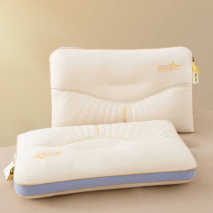 91家纺网 家纺一手货源 找家纺 蝶飞舞 2025年新款小奶蕉乳胶层枕头枕芯舒睡枕芯枕头 娇生惯养小奶蕉 小奶蕉-泡泡蓝 48*74/900g