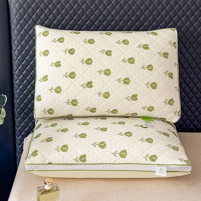 91家纺网 家纺一手货源 找家纺 蝶飞舞 2025新款小清新乳胶冰丝枕头枕芯清凉舒爽枕立体冰丝乳胶枕靓黄 果绿/900g 48*74cm