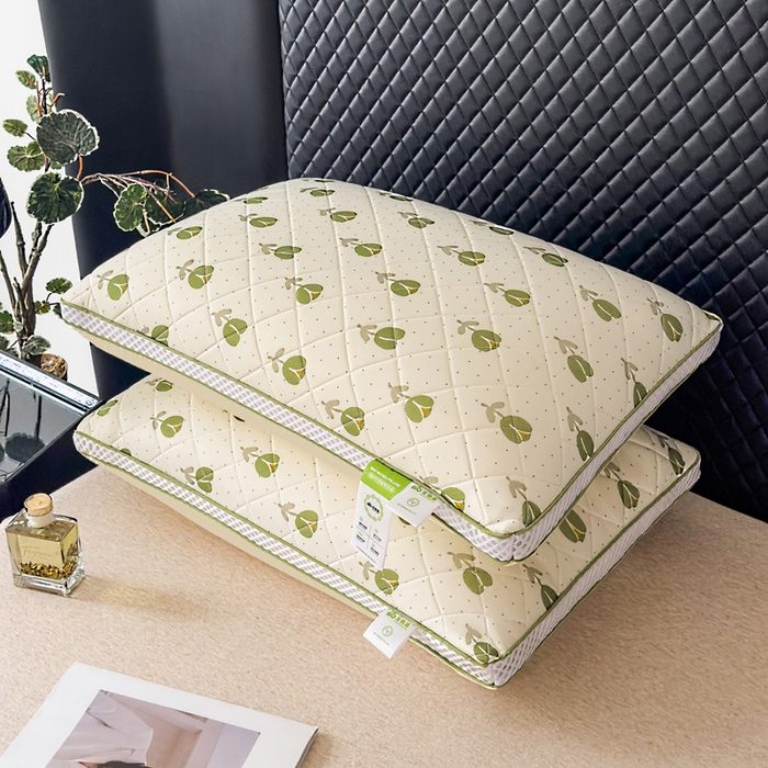 91家纺网 家纺一手货源 找家纺 蝶飞舞 2025新款小清新乳胶冰丝枕头枕芯清凉舒爽枕立体冰丝乳胶枕靓黄 果绿/1000g 48*74cm