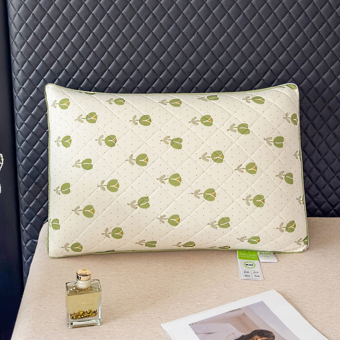 91家纺网 家纺一手货源 找家纺 蝶飞舞 2025新款小清新乳胶冰丝枕头枕芯清凉舒爽枕立体冰丝乳胶枕靓黄 果绿/1000g 48*74cm