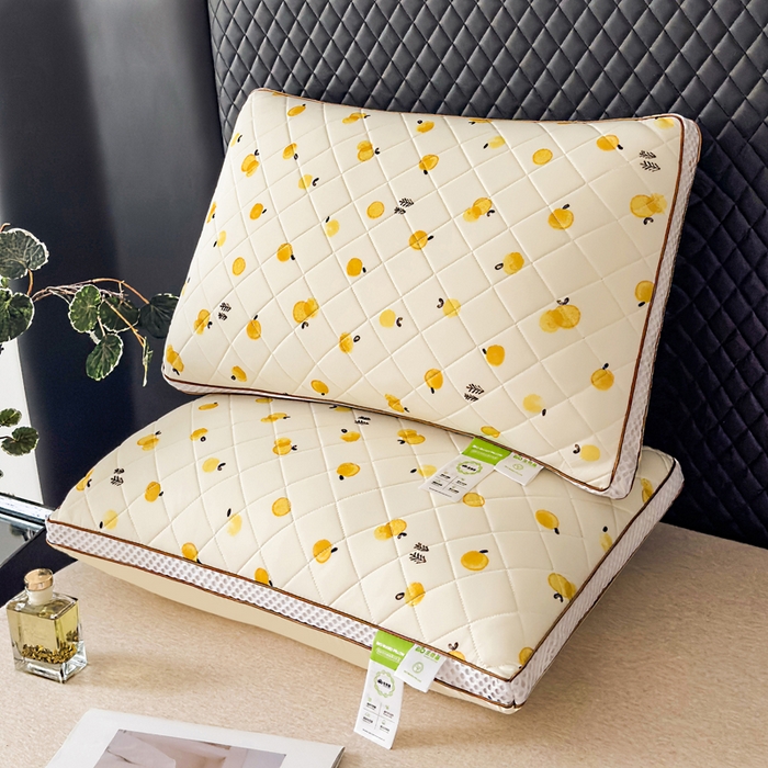 91家纺网 家纺一手货源 找家纺 蝶飞舞 2025新款小清新乳胶冰丝枕头枕芯清凉舒爽枕立体冰丝乳胶枕靓黄 靓黄/900g 48*74cm